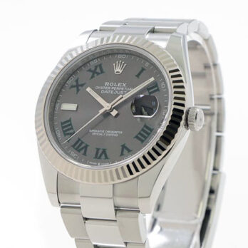 Rolex Datejust 41 Oyster 904l Steel Wimbledon Slate Grey Roman Fluted Ref.126334 Swiss Replica Superclone