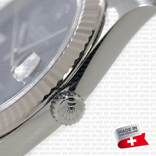 Rolex Datejust 41 Oyster 904l Steel Wimbledon Slate Grey Roman Fluted Ref.126334 Swiss Replica Superclone