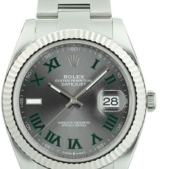 Rolex Datejust 41 Oyster 904l Steel Wimbledon Slate Grey Roman Fluted Ref.126334 Swiss Replica Superclone