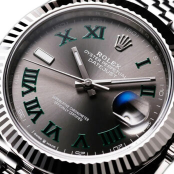 Rolex Datejust 41 Oyster 904l Steel Wimbledon Slate Grey Roman Fluted Ref.126334 Swiss Replica Superclone