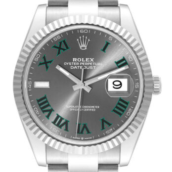 Rolex Datejust 41 Oyster 904l Steel Wimbledon Slate Grey Roman Fluted Ref.126334 Swiss Replica Superclone