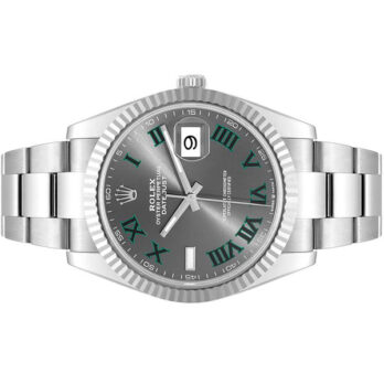 Rolex Datejust 41 Oyster 904l Steel Wimbledon Slate Grey Roman Fluted Ref.126334 Swiss Replica Superclone