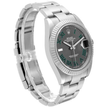 Rolex Datejust 41 Oyster 904l Steel Wimbledon Slate Grey Roman Fluted Ref.126334 Swiss Replica Superclone
