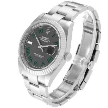 Rolex Datejust 41 Oyster 904l Steel Wimbledon Slate Grey Roman Fluted Ref.126334 Swiss Replica Superclone