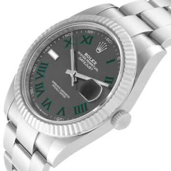 Rolex Datejust 41 Oyster 904l Steel Wimbledon Slate Grey Roman Fluted Ref.126334 Swiss Replica Superclone