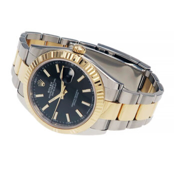Rolex Datejust 41 Oyster 2-tone 18k Yellow Gold/904l Steel Fluted Bezel Black Dial Sticks Ref.126333 Swiss Replica Superclone