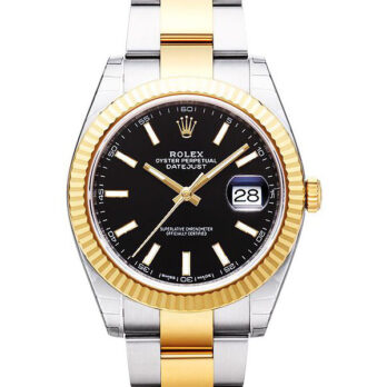 Rolex Datejust 41 Oyster 2-tone 18k Yellow Gold/904l Steel Fluted Bezel Black Dial Sticks Ref.126333 Swiss Replica Superclone