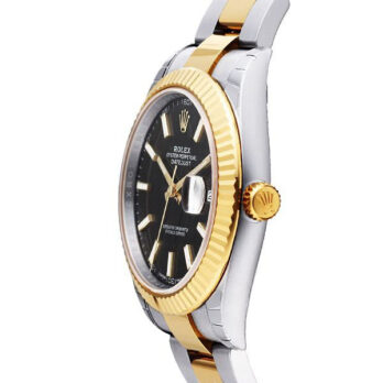 Rolex Datejust 41 Oyster 2-tone 18k Yellow Gold/904l Steel Fluted Bezel Black Dial Sticks Ref.126333 Swiss Replica Superclone