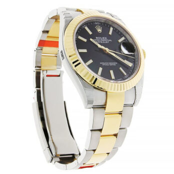 Rolex Datejust 41 Oyster 2-tone 18k Yellow Gold/904l Steel Fluted Bezel Black Dial Sticks Ref.126333 Swiss Replica Superclone