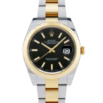 Rolex Datejust 41 Oyster 2-tone 18k Yellow Gold/904l Steel Fluted Bezel Black Dial Sticks Ref.126333 Swiss Replica Superclone
