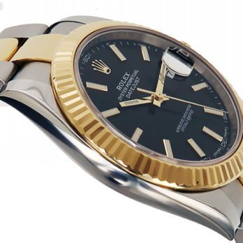 Rolex Datejust 41 Oyster 2-tone 18k Yellow Gold/904l Steel Fluted Bezel Black Dial Sticks Ref.126333 Swiss Replica Superclone