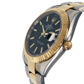 Rolex Datejust 41 Oyster 2-tone 18k Yellow Gold/904l Steel Fluted Bezel Black Dial Sticks Ref.126333 Swiss Replica Superclone
