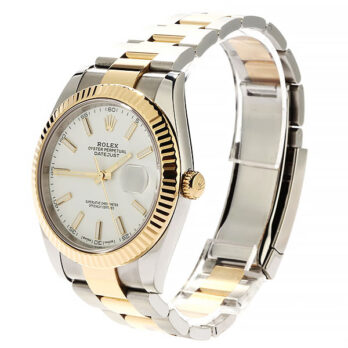 Rolex Datejust 41 Oyster 2-tone 18k Yellow Gold/904l Steel Fluted Bezel White Dial Sticks Ref.126333 Swiss Replica Superclone