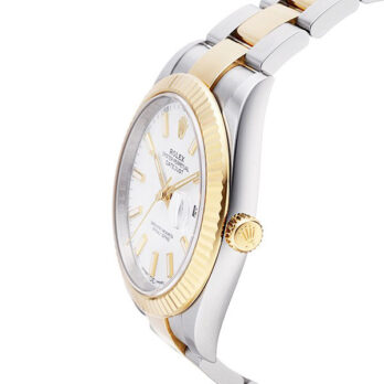 Rolex Datejust 41 Oyster 2-tone 18k Yellow Gold/904l Steel Fluted Bezel White Dial Sticks Ref.126333 Swiss Replica Superclone