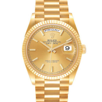 Rolex Day-date 36mm Yellow 18k Gold Stick Markers Ref.128238 Swiss Made Replica Superclone