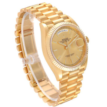 Rolex Day-date 36mm Yellow 18k Gold Stick Markers Ref.128238 Swiss Made Replica Superclone