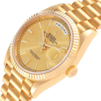 Rolex Day-date 36mm Yellow 18k Gold Stick Markers Ref.128238 Swiss Made Replica Superclone