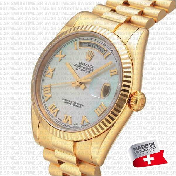 Rolex Day-date 36mm Yellow 18k Gold Stick Markers Ref.128238 Swiss Made Replica Superclone