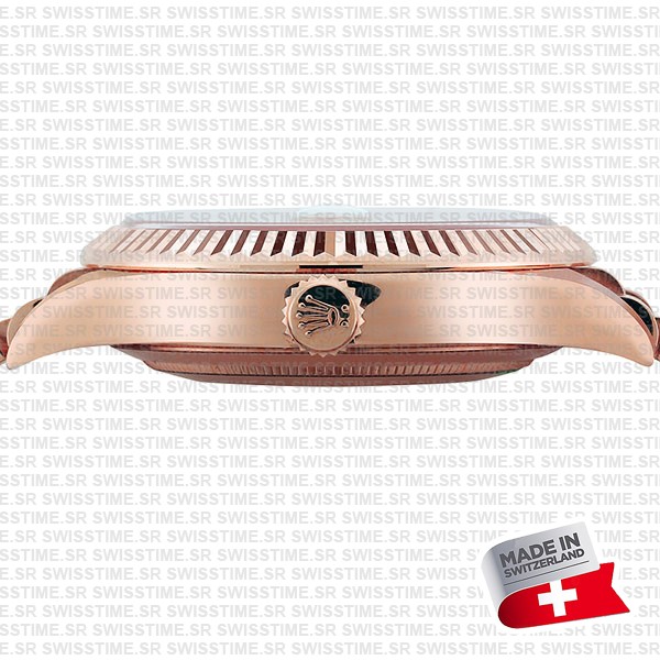 Rolex Day-date 40 18k Rose Gold Chocolate Diagonal Motif Ref.228235 Swiss Made Replica Superclone