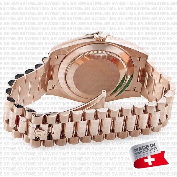 Rolex Day-date 40 18k Rose Gold Chocolate Diagonal Motif Ref.228235 Swiss Made Replica Superclone