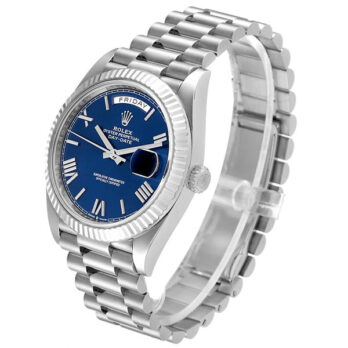 Rolex Day-date 40 White Gold Blue Roman