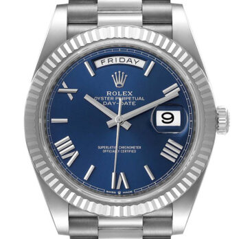 Rolex Day-date 40 White Gold Blue Roman