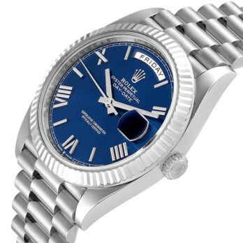 Rolex Day-date 40 White Gold Blue Roman