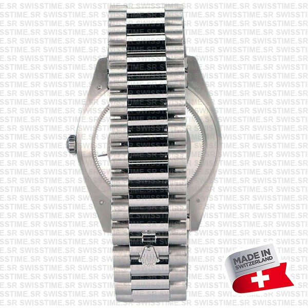 Rolex Day-date 40 Solid Platinum Ice Blue Dial Diamond Markers Fluted Bezel 40mm Ref.228236 Swiss Replica Watch