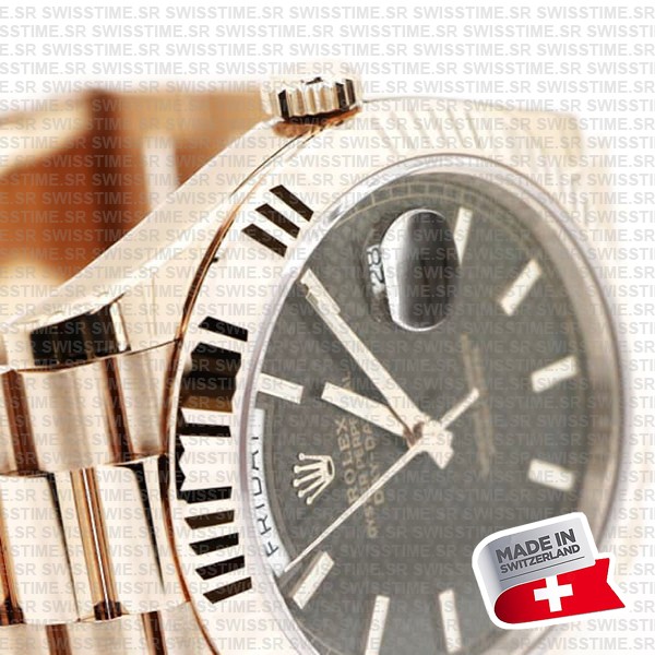 Rolex Day-date 40 18k Rose Gold Chocolate Diagonal Motif Ref.228235 Swiss Made Replica Superclone