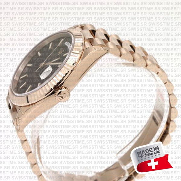Rolex Day-date 40 18k Rose Gold Chocolate Diagonal Motif Ref.228235 Swiss Made Replica Superclone
