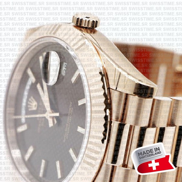 Rolex Day-date 40 18k Rose Gold Chocolate Diagonal Motif Ref.228235 Swiss Made Replica Superclone
