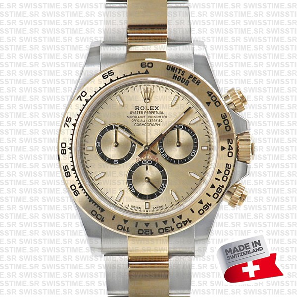 Rolex Cosmograph Daytona 2-tone 18k Yellow Gold/904l Steel Ref.126503 Gold Dial Stick Markers 40mm Cal.4131 Swiss Replica Super Clone New 2024 Model
