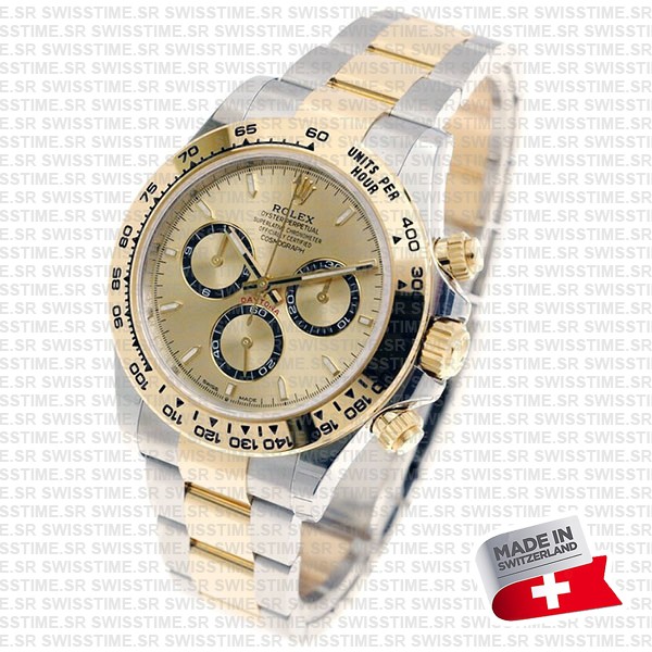 Rolex Cosmograph Daytona 2-tone 18k Yellow Gold/904l Steel Ref.126503 Gold Dial Stick Markers 40mm Cal.4131 Swiss Replica Super Clone New 2024 Model