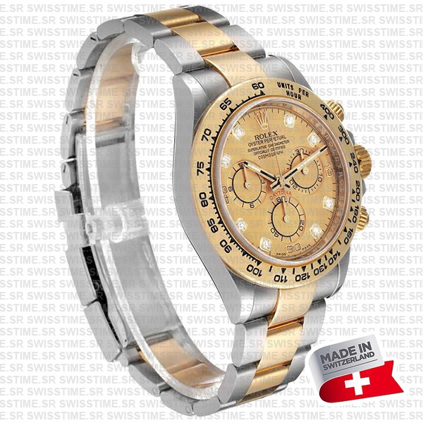 Rolex Cosmograph Daytona 2tone 18k Yellow Gold/904l Steel Diamond Gold Dial 40mm Ref:116503 Swiss Replica Watch