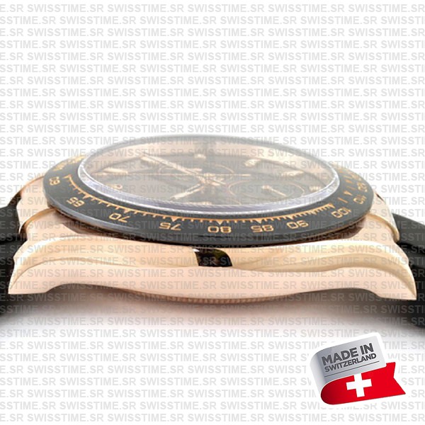 Rolex Daytona 18k Rose Gold Ceramic Bezel Chocolate Sticks Dial Rubber Band 40mm Ref.116515 Swiss Replica Superclone
