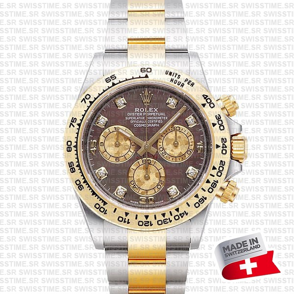 Rolex Cosmograph Daytona Two-tone 18k Yellow Gold/904l Steel Tahitian Mop Diamond Dial 40mm 116503 Swiss Replica Super Clone Watch