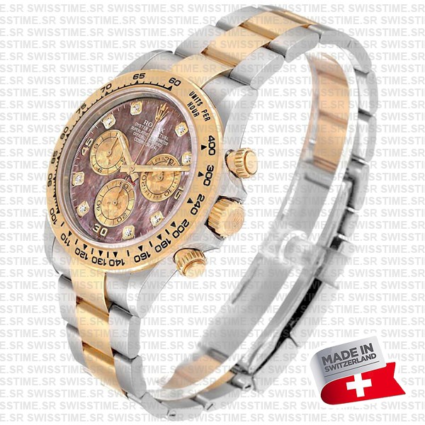 Rolex Cosmograph Daytona Two-tone 18k Yellow Gold/904l Steel Tahitian Mop Diamond Dial 40mm 116503 Swiss Replica Super Clone Watch
