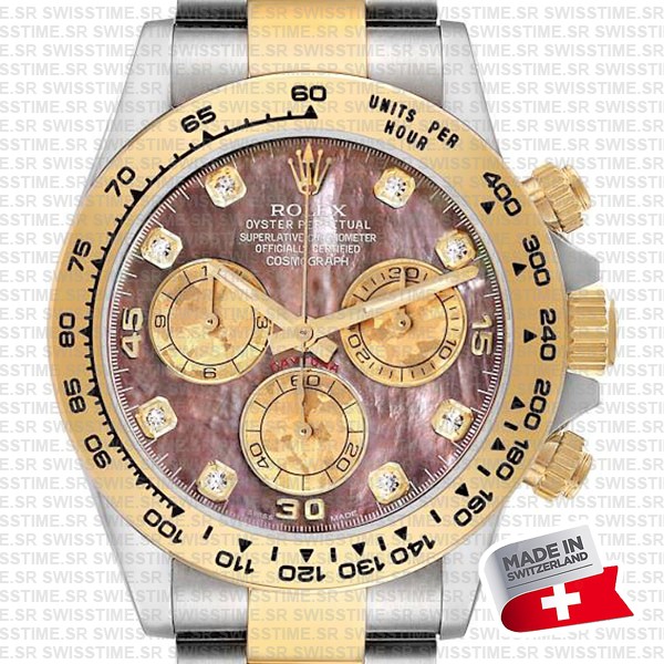 Rolex Cosmograph Daytona Two-tone 18k Yellow Gold/904l Steel Tahitian Mop Diamond Dial 40mm 116503 Swiss Replica Super Clone Watch