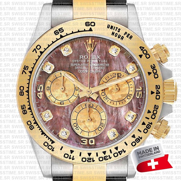 Rolex Cosmograph Daytona Two-tone 18k Yellow Gold/904l Steel Tahitian Mop Diamond Dial 40mm 116503 Swiss Replica Super Clone Watch