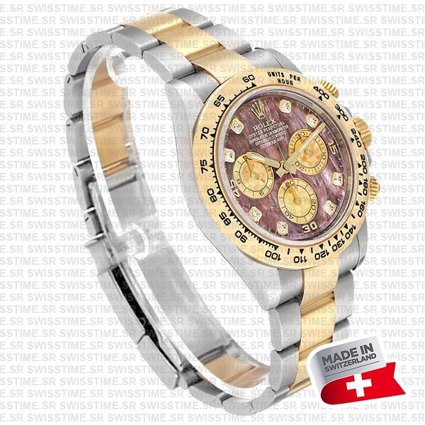 Rolex Cosmograph Daytona Two-tone 18k Yellow Gold/904l Steel Tahitian Mop Diamond Dial 40mm 116503 Swiss Replica Super Clone Watch