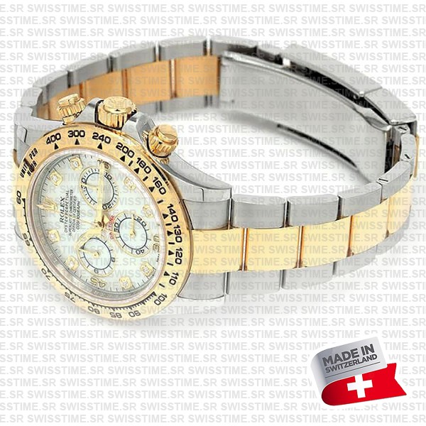Rolex Cosmograph Daytona Two-tone 18k Yellow Gold/904l Steel White Mop Diamond Dial 40mm 116503 Swiss Replica Super Clone Watch