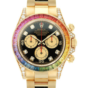 Rolex Cosmograph Daytona 18k Yellow Gold Wrapped 904l Steel Rainbow Diamond Black Dial 40mm 116598 Swiss Replica Superclone