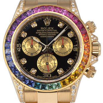 Rolex Cosmograph Daytona 18k Yellow Gold Wrapped 904l Steel Rainbow Diamond Black Dial 40mm 116598 Swiss Replica Superclone