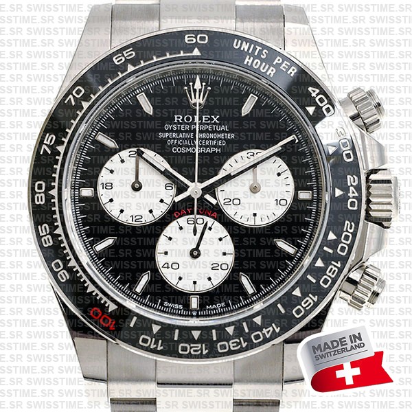 Rolex Cosmograph Daytona Le Mans 18k White Gold Panda Black Dial 40mm Ref:126529ln Cal.4132 Swiss Replica Super Clone New 2024 Model