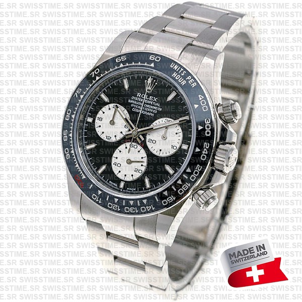 Rolex Cosmograph Daytona Le Mans 18k White Gold Panda Black Dial 40mm Ref:126529ln Cal.4132 Swiss Replica Super Clone New 2024 Model