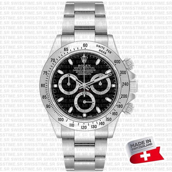 Rolex Daytona Black Dial 904l Steel Ref:116620 Swiss Replica