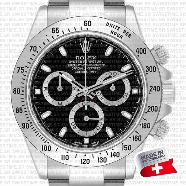 Rolex Daytona Black Dial 904l Steel Ref:116620 Swiss Replica