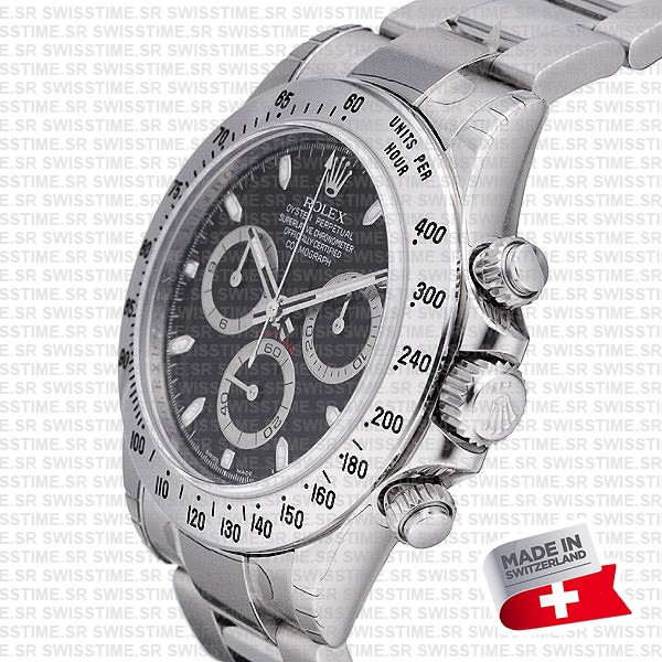 Rolex Daytona Black Dial 904l Steel Ref:116620 Swiss Replica