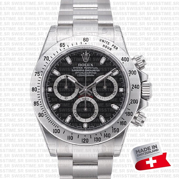 Rolex Daytona Black Dial 904l Steel Ref:116620 Swiss Replica