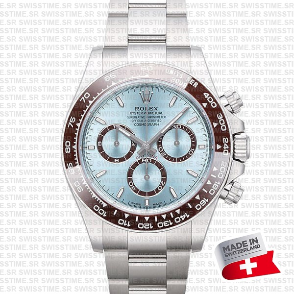Rolex Cosmograph Daytona Platinum Ref.126506 Ice Blue Dial Stick Markers 40mm Cal.4131 Swiss Replica Super Clone New 2024 Model